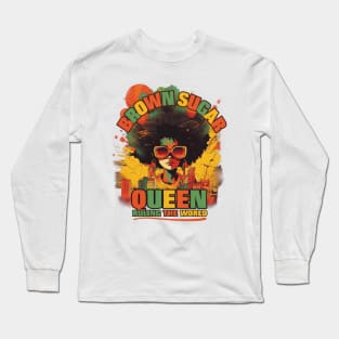 Brown Sugar Queen Ruling | Tee, Hoodie, Tank | Juneteenth Shirt, 1865 Shirt, Black Queen Shirt, Black Queen Art, Black History Gift Long Sleeve T-Shirt